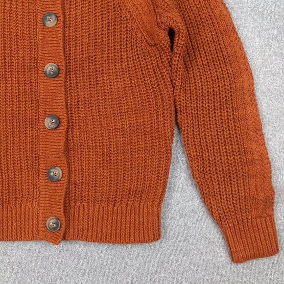 Garnet Hill Maren Cardigan Size S Burnt Orange Linen Organic Cotton Chunky Knit - Picture 4 of 14